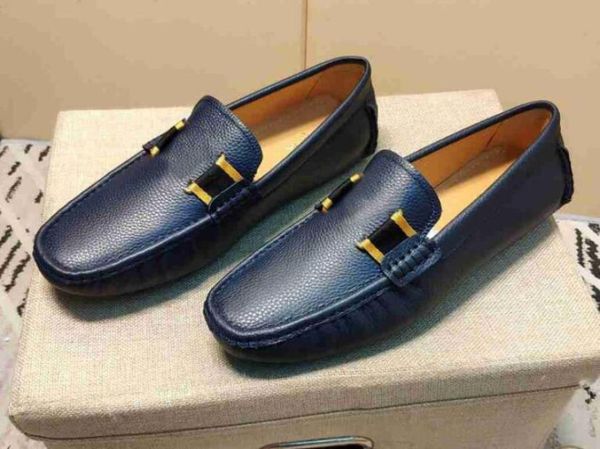 

orignal box luxury new mens loafers shoes genuine leather gommino slip on gold metal wedding business dress size 38457907923, Black