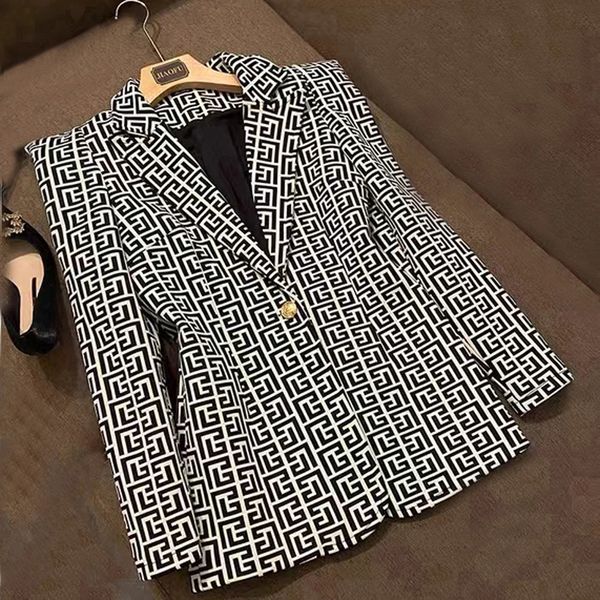 

womens designer suits blazers jackets tide brand high-quality retro patchwork clash color series suit slim plus size m131, White;black