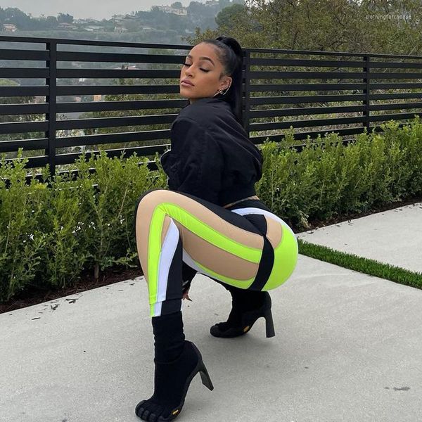

women's pants woman patchwork leggings ink printing fluorescence girl pencil color contrast clubwear erotic tights, Black;white
