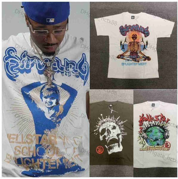 

23ss hellstar studios globe tee plus size men t-shirts heavy cotton man vintage oversized t-shirt streetwear tee youth tees gk, White;black