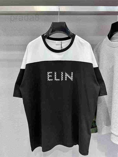 

men's casual shirts designer high version summer new front printed black and white gerbil letter couple color matching t-shirt short sl, White;black