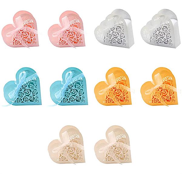 

10 pack of cute & colorful heart-shaped favor boxes - perfect for weddings, valentine's day, baby showers & more