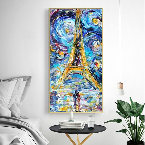 

tower of paris van gogh starry night wall art canvas painting printed home decor cuadro posters and prints wall picture for room