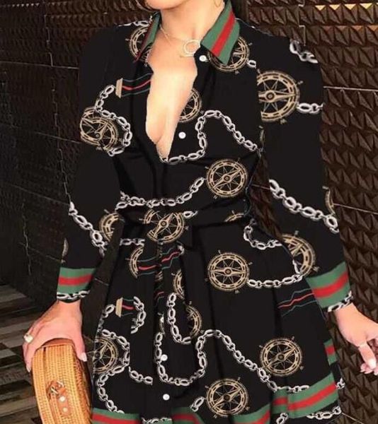 

new casual dresses women shirt-style button dress ladies long street large size loose g print beach party club dresses, Black;gray