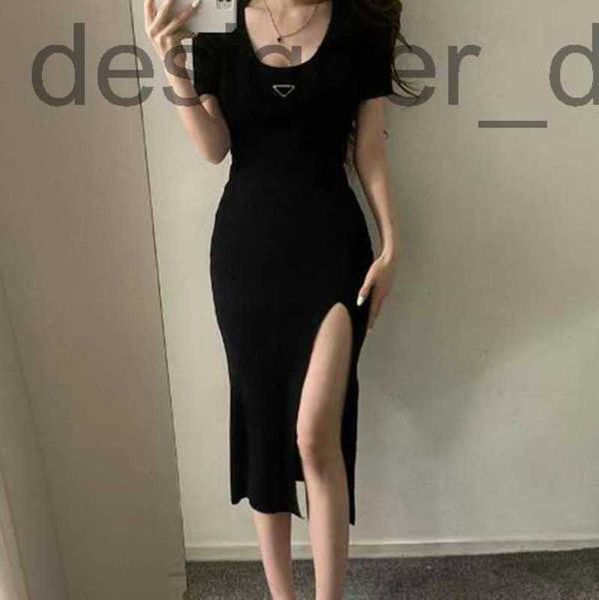 

casual dresses designerwoman clothing casual dresses short sleeve summer womens dress slit skirt outwear slim style with budge designer lady, Black;gray