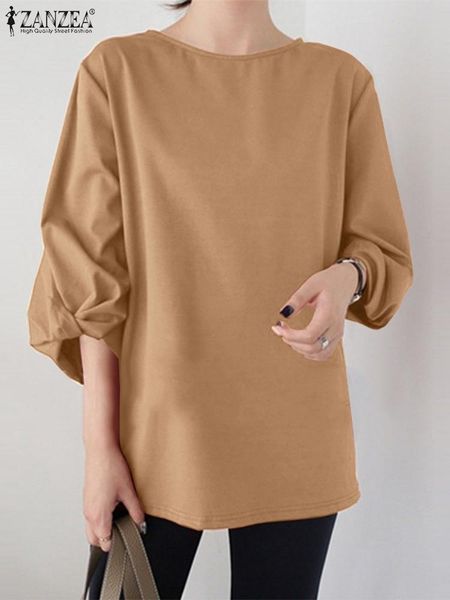 

t-shirt zanzea oneck short sleeve ruffle blusas spring summer women blouse bohemian elegant casual oversized vintage chemise 2022, White