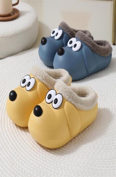

slippers womens slippers home plush slipper men winter warm slippers woman thick bottom waterproof shoes man indoor nonslip footwe7901874, Black