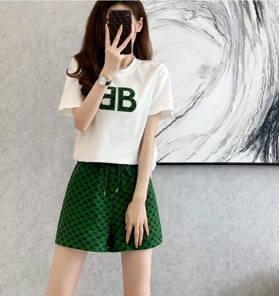 

designer tracksuits women 2 piece shorts set short sleeve t shirt jogger sport suit fashion pink letter print sportswear, Gray