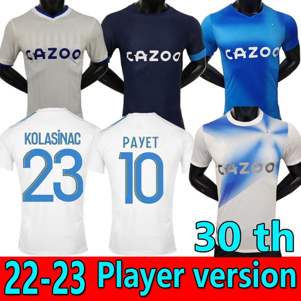 

player version 22 23 soccer jerseys 30th home away marseilles king 2022 2023 om milik payet maillot de foot cuisance alexis guendouzi kamara, Black;yellow