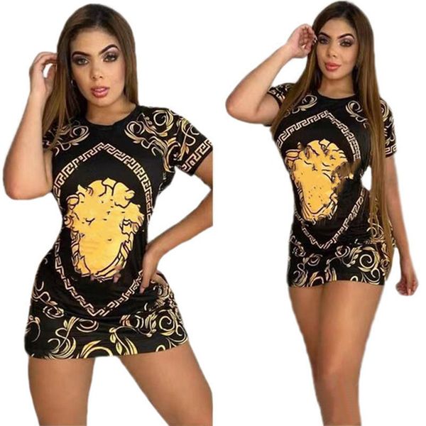 

2023 brand women dresses fashion crew neck clothing short sleeve casual skinny dress summer clothes dhl 4735, Black;gray