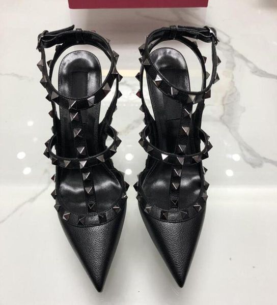 

fashion2022 patent leather women sandals ankle buckles ladies high heels neon color dress shoes2705265, Black