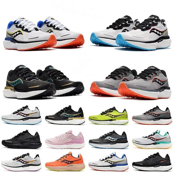 

saucony triumph 19 mens running shoes black white green lightweight shock absorption breathable men women trainer sports sneakers 36-45