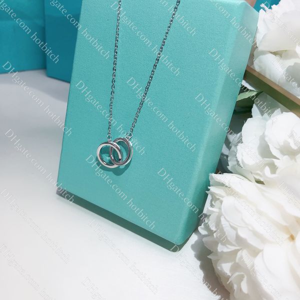 

sterling silver necklace for women designer classic double loop pendant necklaces jewelry necklace gift for lady with box