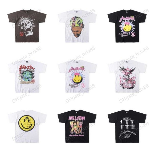 

hellstar studios nailed skull print tee trendy hip-hop short sleeves man women t shirts cotton men vintage t-shirts summer loose tee rock o, White;black