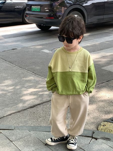 

hoodies sweatshirts 2023 children's clothing sweatshirt boys' spring and autumn leisure color block pullover infant clothing for a, Black