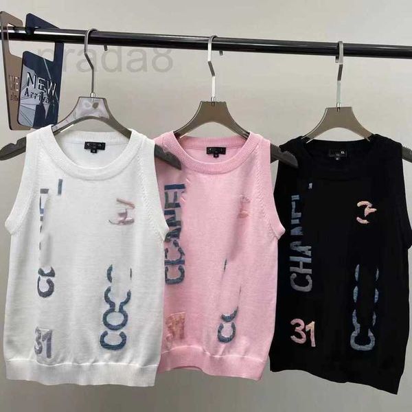 

women's tanks & camis designer 2023 spring/summer new outerwear sleeveless knitted strap tank letter embroidery sweet and versatile fas, White