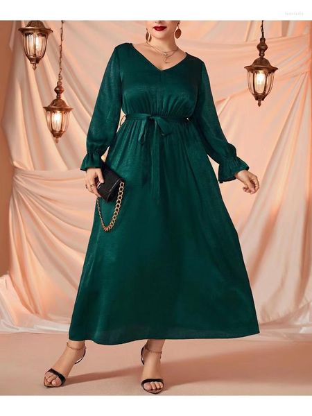 

plus size dresses large solid colo elasticated waist slim dress women's wear long sleeve women clothing party, Black