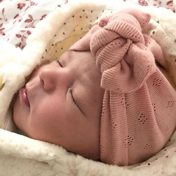 

caps hats new baby jacquard knit hat for nweborn hollow cotton breathable twist bow skullies beanie for baby girls bonnet knot indian hat w0, Yellow