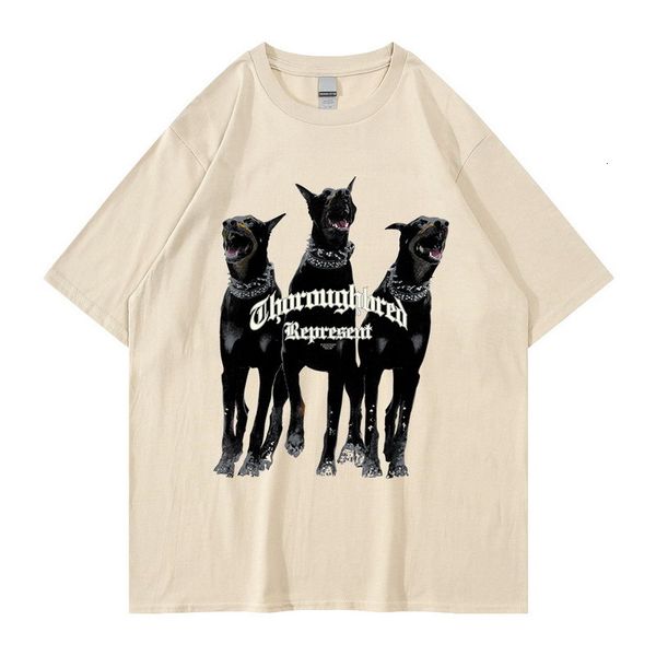 

men's tshirts harajuku tshirt summer dog letter printed t shirt hip hop streetwear cotton loose tees 230418, White;black