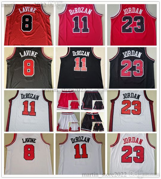 

stitched men 2023 city basketball zach 8 lavine jerseys demar 11 derozan shorts shirts sewn embroidery, Black;red