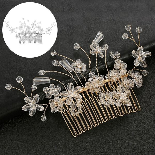 

wedding hair accessory bridal hair comb gold silver color rhinestone leaf hair comb jewelry pearl bride hair ornaments headpiece, Slivery;white