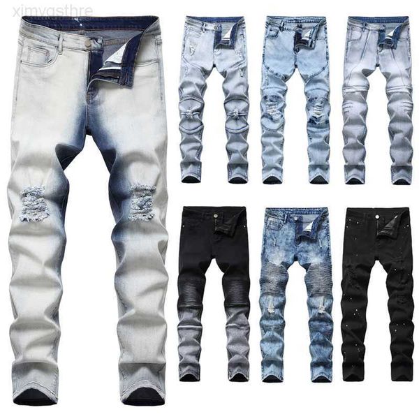 

men's jeans men skinny stretch pant denim pants casual slim fit longhigh, Blue