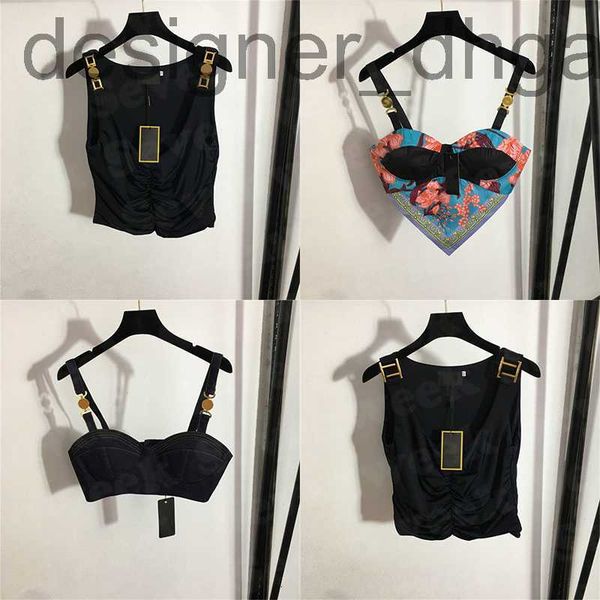 

women's t-shirt designerwomens designers t shirts bustier underwear with metal badge deep v denim sling tube women clothing ks3q, White