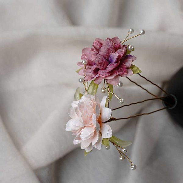 

wedding hair jewelry pearl hairpins chinese hanfu hair accessories girls u-shaped flower hair clips forks ancient wedding bide hair ornament, Slivery;golden