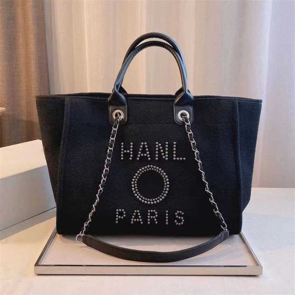 

women's luxury fashion handbags pearl canvas beach bag designers female large capacity shopping totes big ladies girl backpack yj7f us