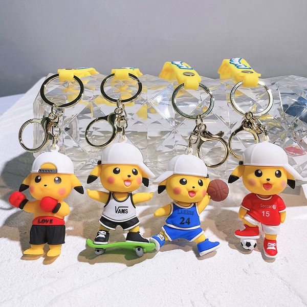 

fashion kawaii football pvc keychains 3d car backpack dog key ring craft gift keychains wholesale, Red;brown