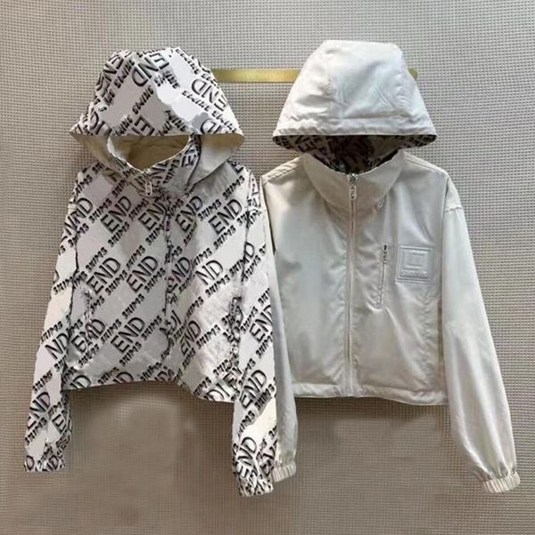 

designer capsule collection women's hooded jackets fashion reversible full letters fashion long sleeve jacket m132, Black;brown