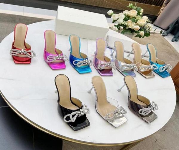 

women high slippers cowhide 100 leather bow thin heels slides woman shoe beach lazy sandals high heeled shoes fashion diamon3170642, Black