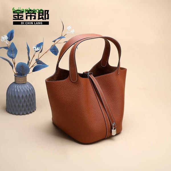 

hemres picotn handbags tc layer cowhide women's bag 22 hand sewn wax thread vegetable basket fashion trend handbag leather women, Black