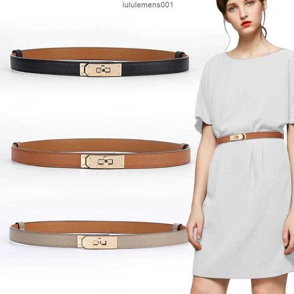 

belts 2022 women real leather 1.8cm width golden lock buckle dress jeans sweater waistband beltmi5u, Black;brown