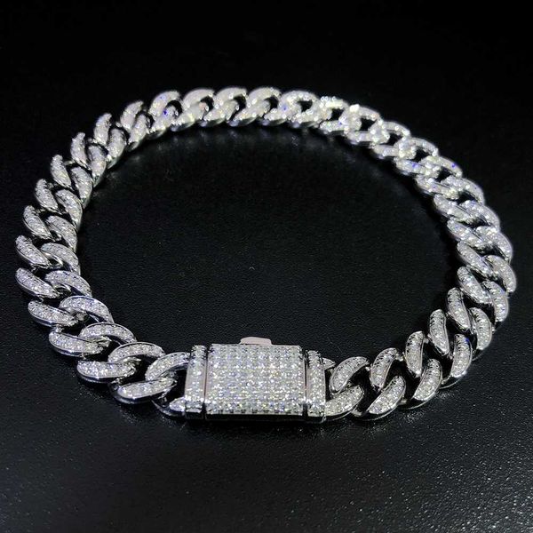 

china factory custom cuban chain s925 silver 9k 10k 14k 18k gold full iced out moissanite lab grown natural diamond bracelet