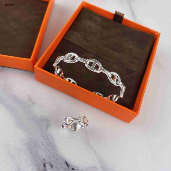 

hermm designer bracelet s925 sterling silver hollow solid all pig nose open bracelet fashion style, Black