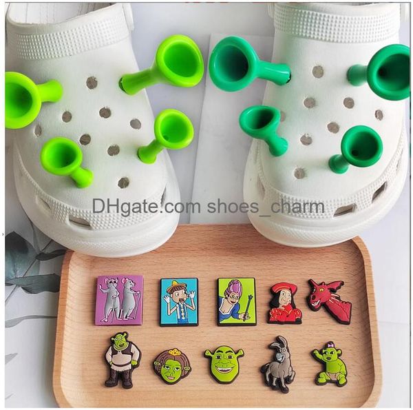

shoe parts accessories shrek's ear collection clog charms clogs sandals, White;pink