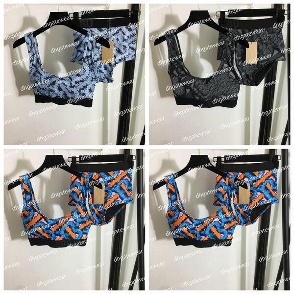 

bodysuit swimwear bikini bra designer sport women yoga two piece set tracksuit summer beach printed vest bra shorts