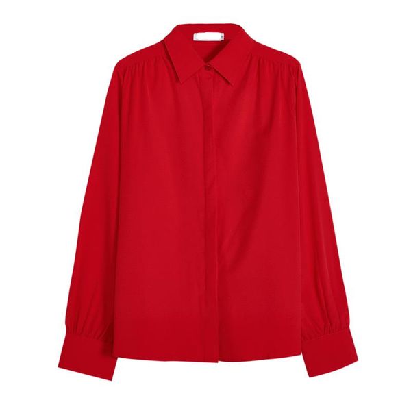

shirts 2022 new women solid blouse casual long sleeve oxford loose shirt woman office wear shirts blusas ladies red, White