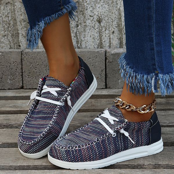 

sandals women shoes sneakers knitted mesh dude flats large size ladies slip on mujer zapatill casual summer female 230419, Black