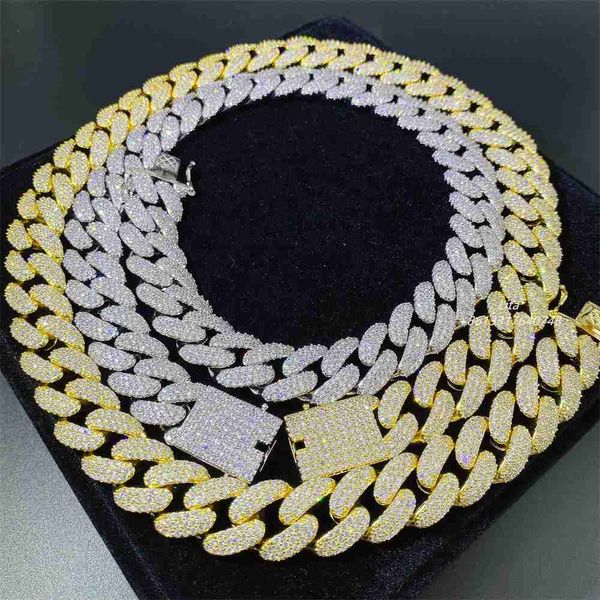 

wholesale competitive price iced out jewelry bling brass 3 rows 5a cz cuban link chain cuban hiphop chain necklace, Silver