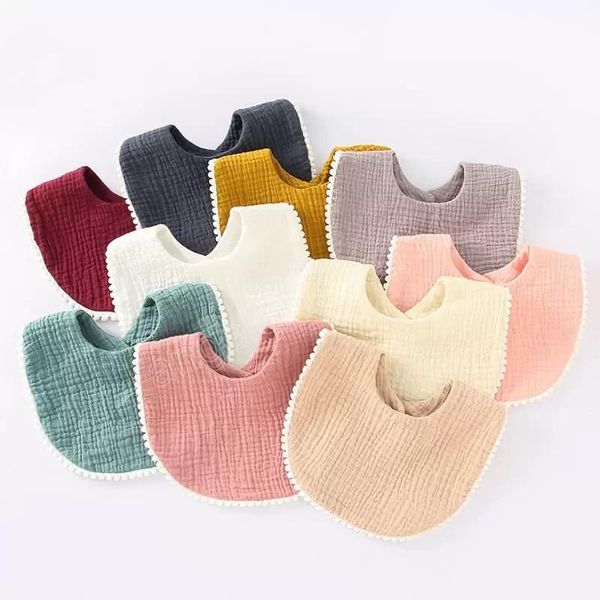 

14 colors baby bibs burp cloths gauze lace ruffles towel bib cotton solid color children scarf