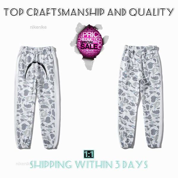 

craftsmanship mens pants designers pant men and women shark trousers apes sweatpants sports joggers cargo tech luminous camouflage starry sp, Black