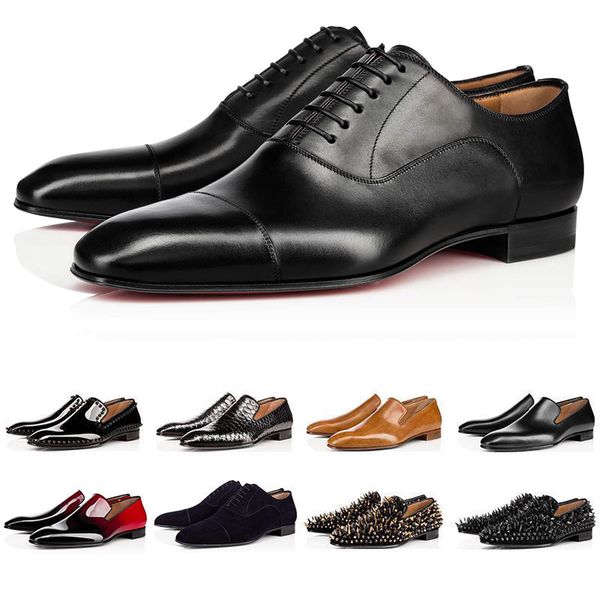 

men new fashion dress shoes designer sneakers leather spike shoe black brown for office career wedding party birthday gift
