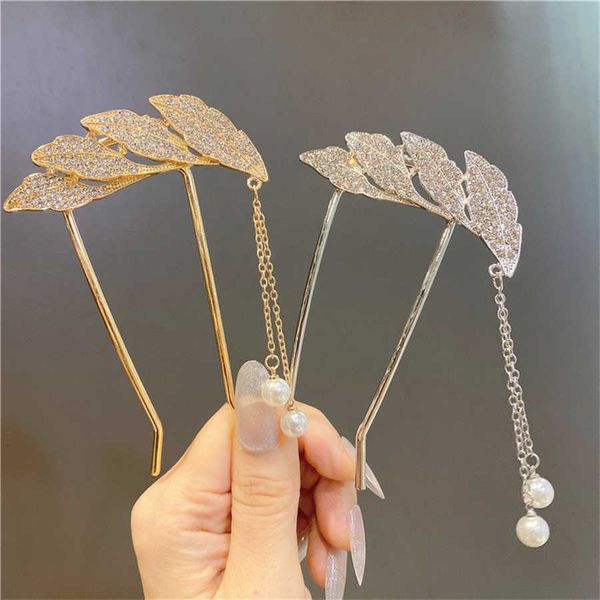 

wedding hair jewelry new women bowknot u shape rhinestone hairpins metal hair sticks hairclip bridal wedding banquet hair accessories headwe, Slivery;golden