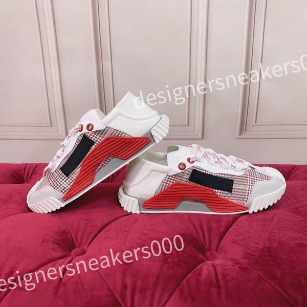 

2023 new luxury designer men's and women's sports shoes casual shoes leather lace up flat shoes retro canvas shoes men's and, Red;white