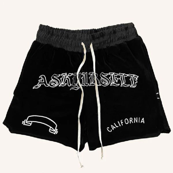 

men's shorts askyurself embroidered letters drawn 230419, White;black
