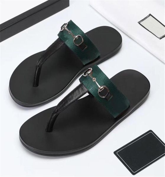

2021 summers black soft leather sandals mules bees slide slippery flat chain sandals wide tbar casual outdoor beach slip sandals 3326368