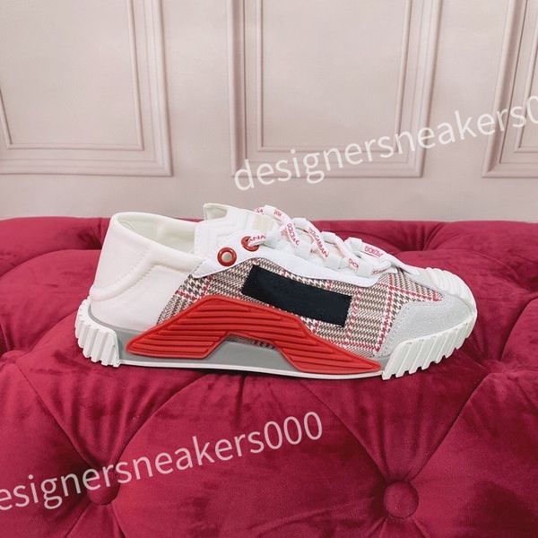 

luxury designer men's and women's sports shoes casual shoes leather lace up flat shoes retro canvas shoes men's and women&#03, Red;white