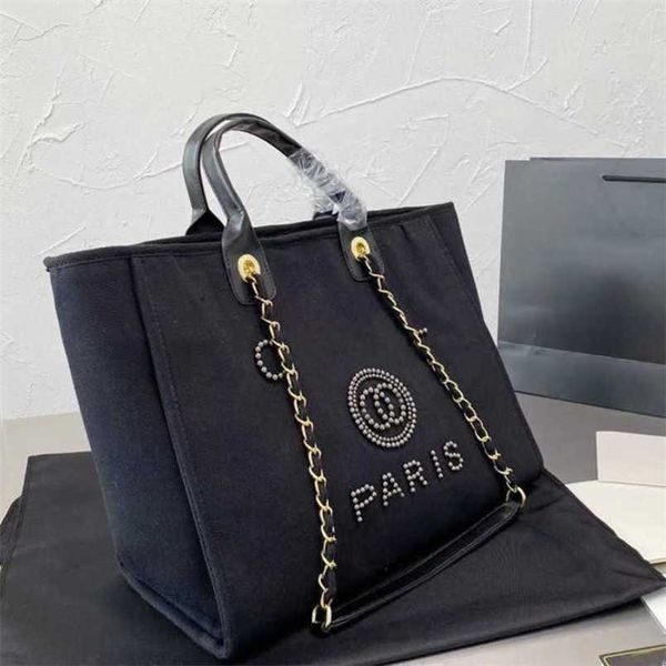 

fashion women's luxury handbags pearl canvas beach bag designers female large capacity shopping totes big ladies girl backpack hq0b us